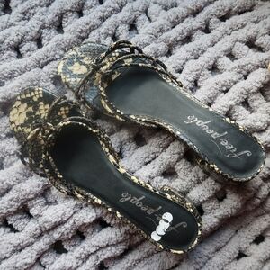 Free People Snakeskin Strappy Sandals Size 9 faux leather